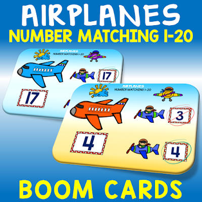 Math Number Recognition 1 to 20 Airplanes Kindergarten