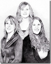 three_sisters_drawing_haiir_pencil_art_group_portrait_graphite