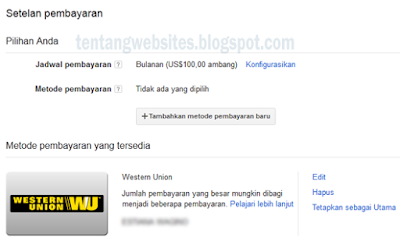 Pembayaran Metode Western Union Akun Adsense