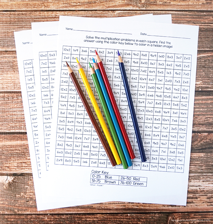 Free Printable Back to School Mystery Multiplication Worksheets