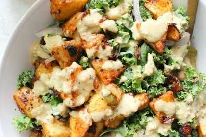   Spicy Potato Kale Bowls with Mustard Tahini Dressing