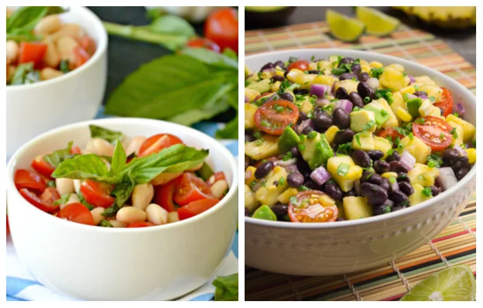 Photo of White Bean Cherry Tomato Salad and Pineapple Fiesta Salad