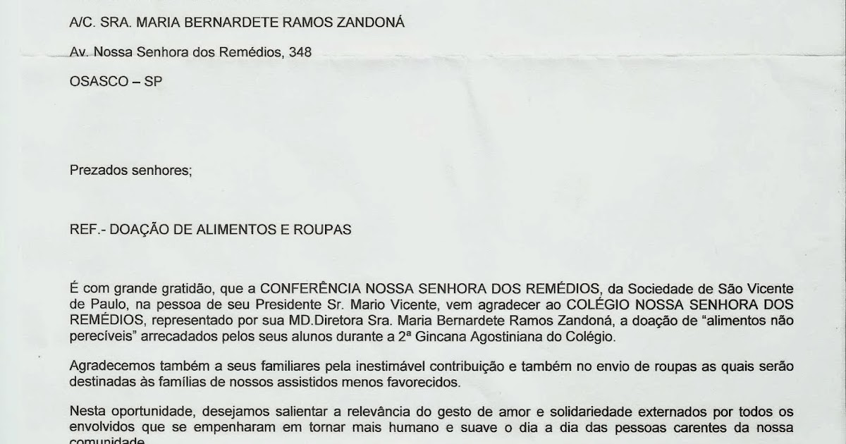 Universo CNSR: Carta de agradecimento ao colégio.