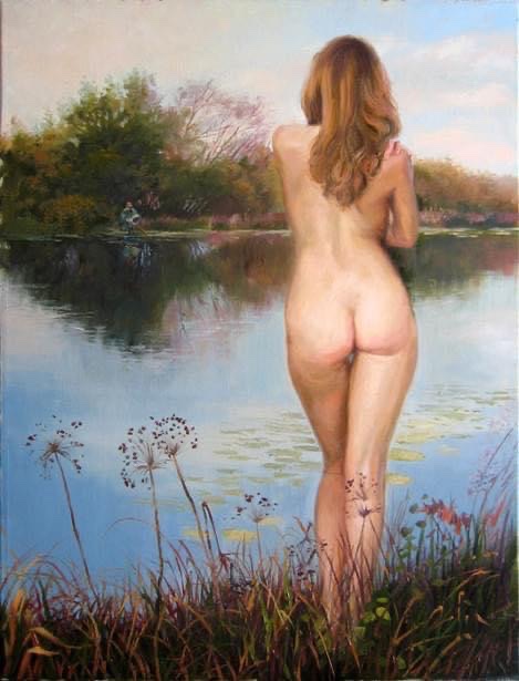 Vẽ tranh sơn dầu thiếu nữ bán nude