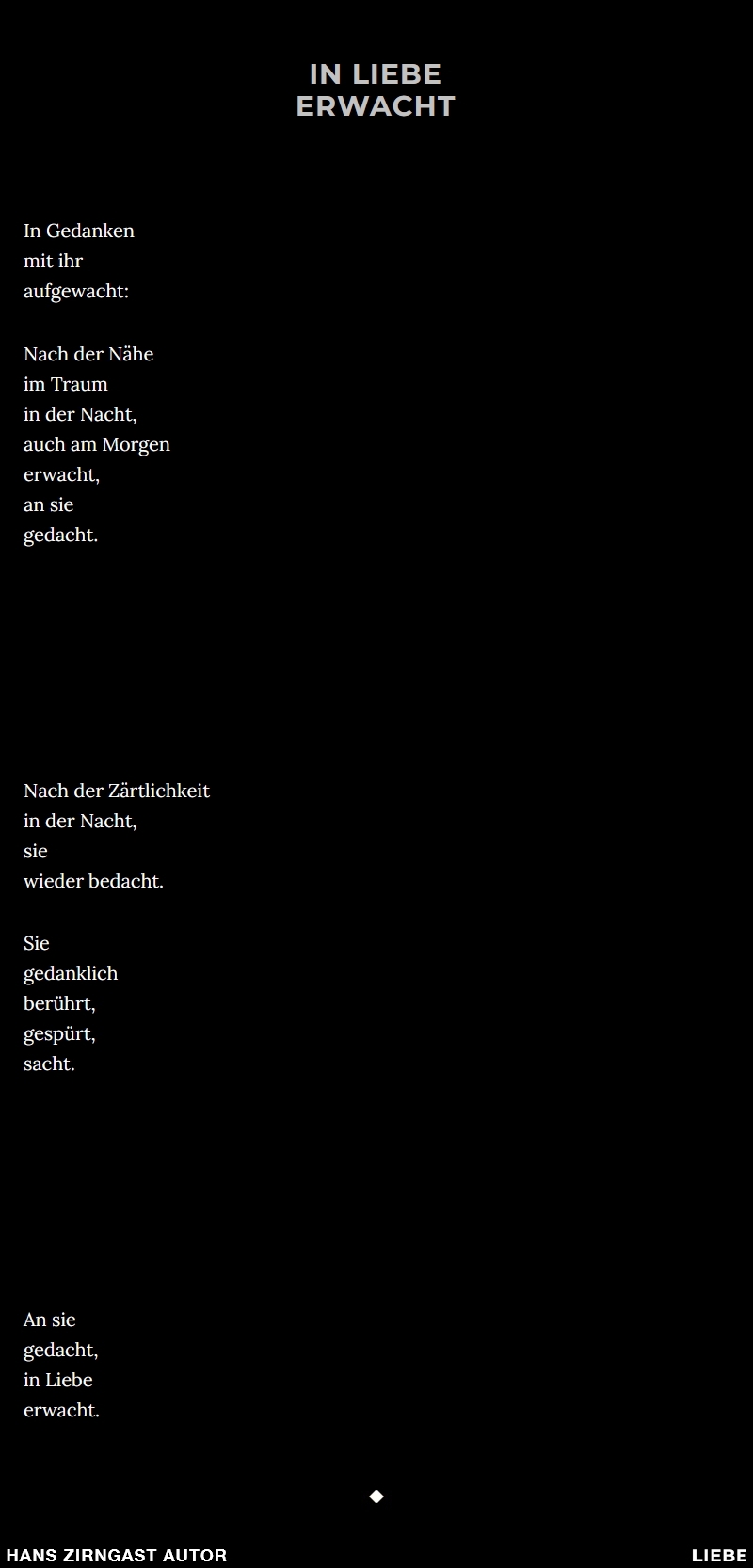 Hans Zirngast Autor - In Liebe erwacht - Liebesgedicht