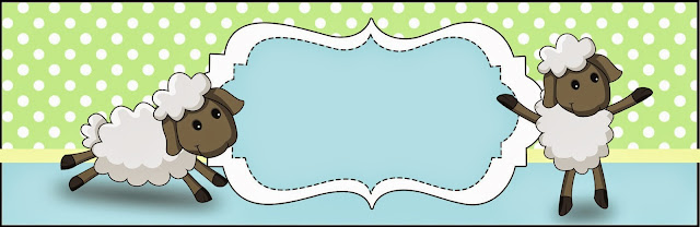 Sheep in Light Blue and Green Free Printable Labels.