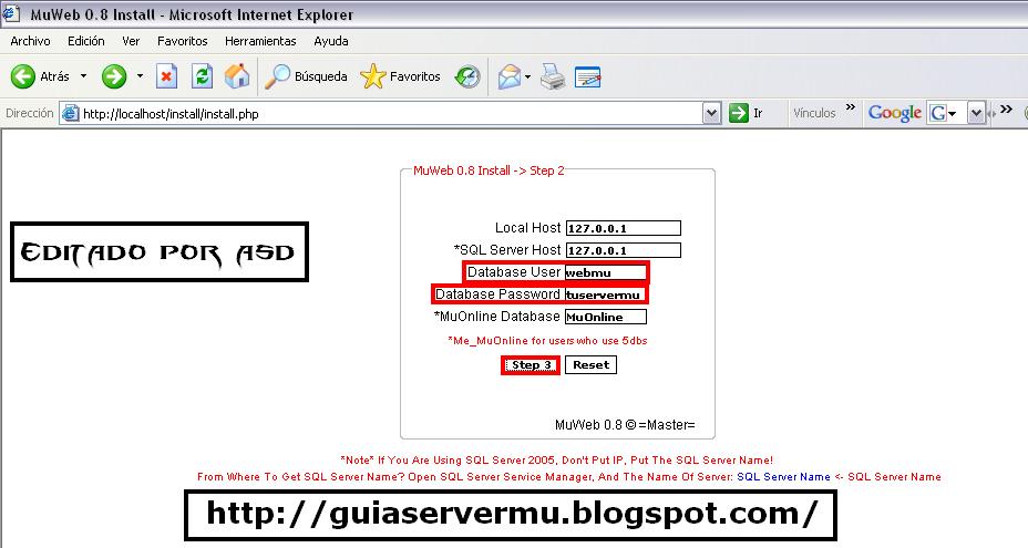 Configurando la conexión sql de la web