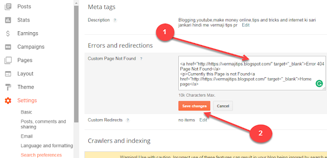 Custom page not found error Blogger