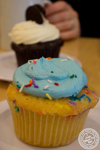 image of Birthday cake cupcake at Molly's cupcakes in the West Village, NYC, New York