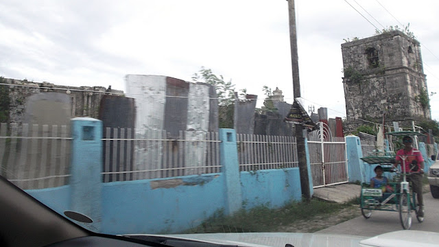 the side of the church ruins and bell tower of Guiuan Eastern Samar