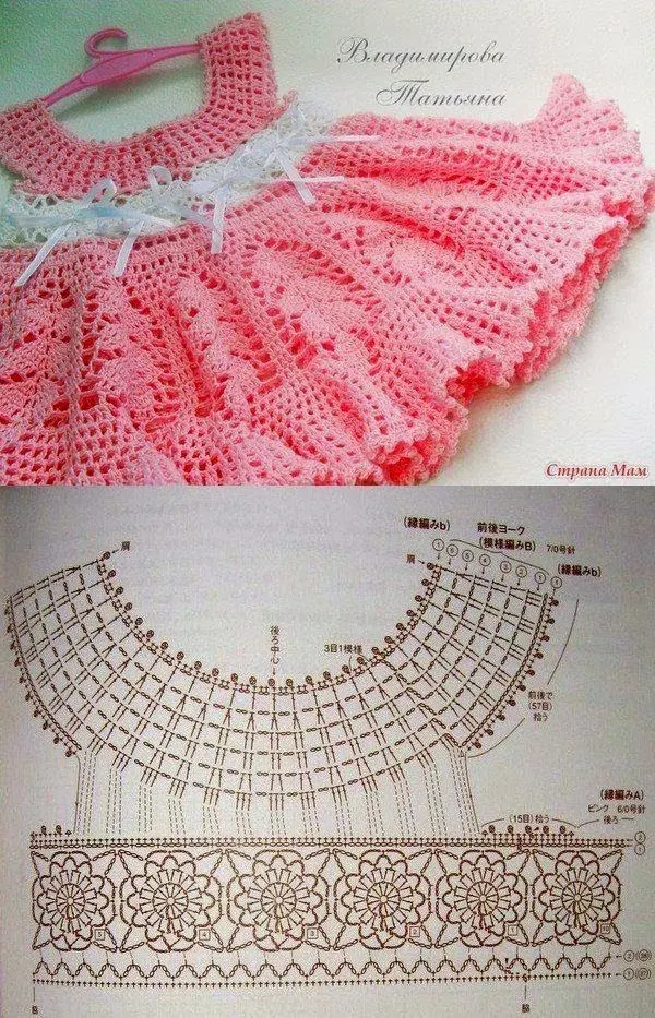 Vestido tejido al crochet de bebé - con patrones