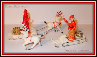 Cake Decoration Figures; Cake Decorations; Christmas Cake Decorations; Christmas Decoration; Christmas Figure; Christmas Figures; Crescent; Crescent Toy Figures; Hong Kong Plastic Toy; Made in England; Made in Hong Kong; Red Nosed Reindeer; Rudolf; Santa Claus; Santa Clause; Santa Sleigh; Santaclaus; Santaclause; Small Scale World; smallscaleworld.blogspot.com; Snow Sleigh; Vintage Cake Decorations; Vintage Christmas Decorations; Vintage Plastic Decorations; Vintage Plastic Figures; Vintage Toy Figures;