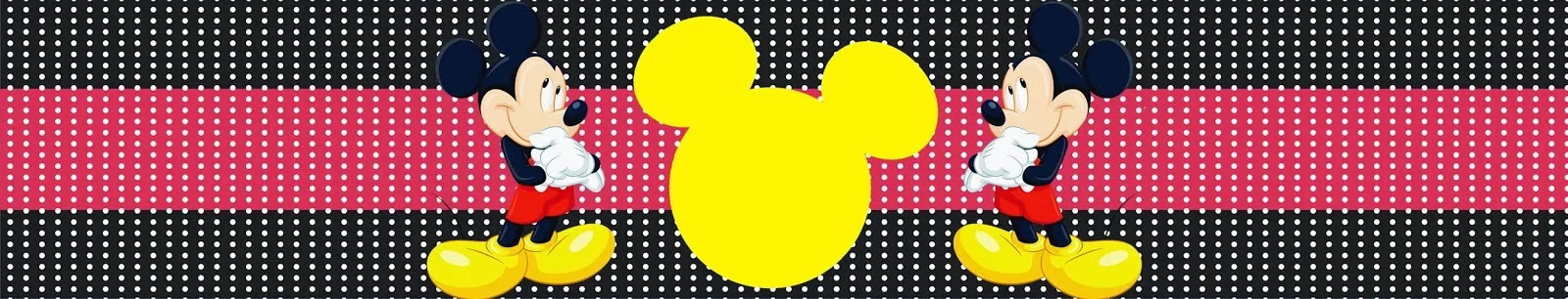 Mickey Red, Black and Yellow Free Printable Labels.