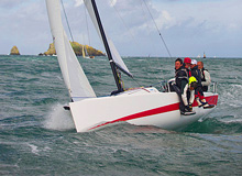 J/70 one-design sailboat- sailing upwind off England