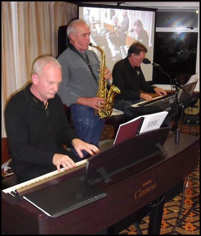 The MusicWorks trio, Darren Smith on the Yamaha Clavinova CVP-509, Miles Tremlett on Alto Sax, and Murray Hancox on the new Yamaha PSR-S950 keyboard.