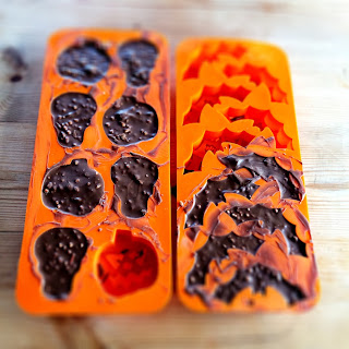 Making Halloween chocolates using Lidl ice cube mold.