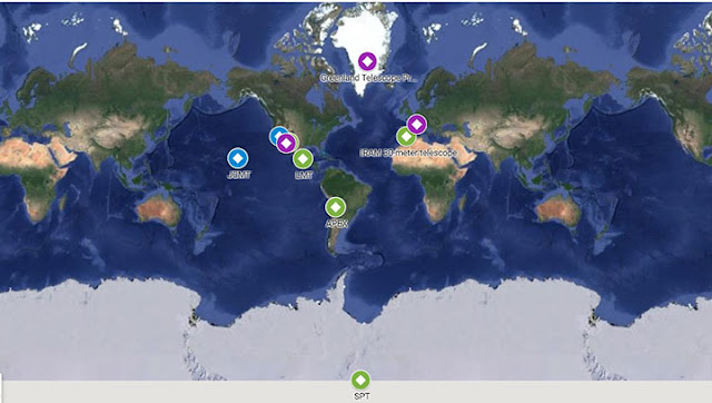 Radio observatories around the globe make up the EHT (Source: www.eventhorizontelescope.org)