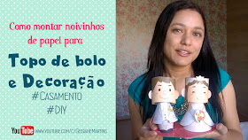 como fazer topo de bolo noivinhos papel imprimir paper craft