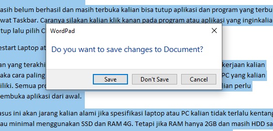 4 Cara Mengatasi Tombol X atau Close di Windows Tidak Berfungsi