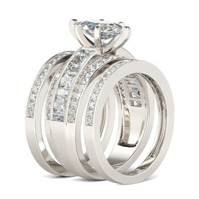3PC Marquise Cut Sterling Silver Ring Set- Price:$115.00