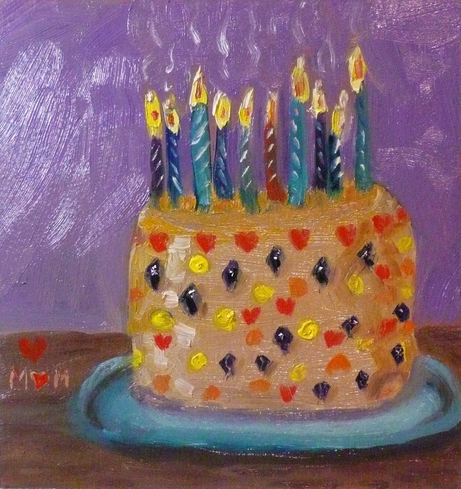 Karen Oliver s Painting  Blog Happy  Birthday  Cake