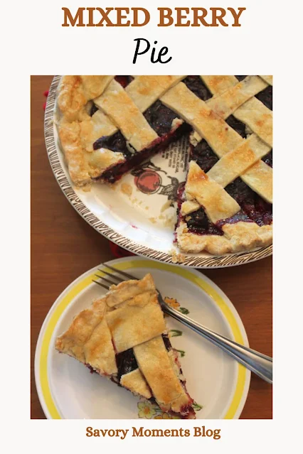 Top view of a mixed berry pie.