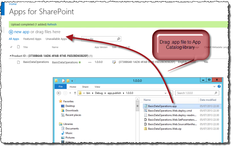 Publish app - upload to app catalog