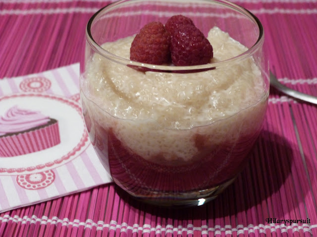 Tapioca au lait de coco et coulis fraise-framboise