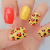 Red and Yellow Leopard Print Nail Art