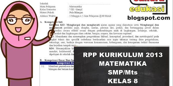 RPP Matematika SMP Kelas 8 Kurikulum 2013 Revisi 2018