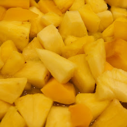 Close up of chopped and peeled pineapple