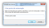 Criando um ponto de restauração