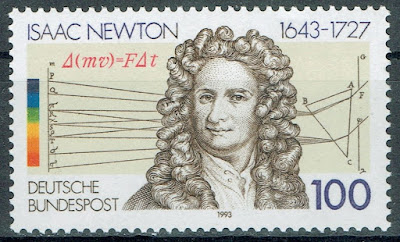 Isaac Newton publishes Philosophiæ Naturalis Principia Mathematica.stamp Germany
