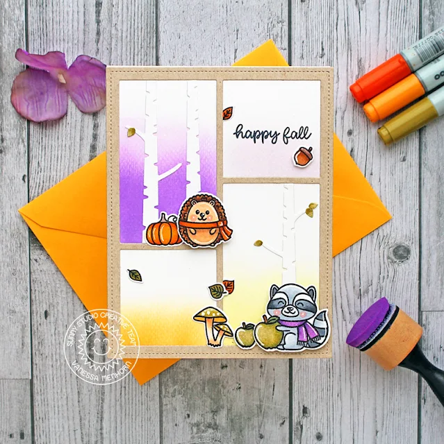 Sunny Studio Stamps: Woodsy Autumn Rustic Winter Dies Comic Strip Speech Bubble Dies Happy Fall Card by Vanessa Menhorn