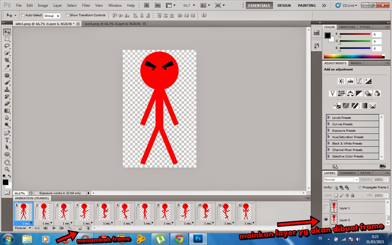 CARA MEMBUAT ANIMASI STICKMAN BERJALAN DENGAN PHOTOSHOP CS 5 Am