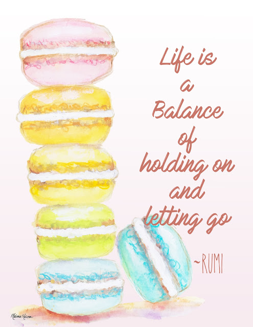 pastel rainbow macaroon art print with inspirational quote