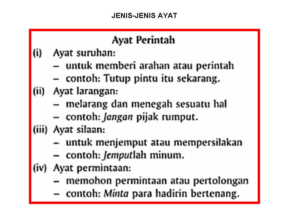 Bahasa Melayu Tingkatan 2: JENIS-JENIS AYAT