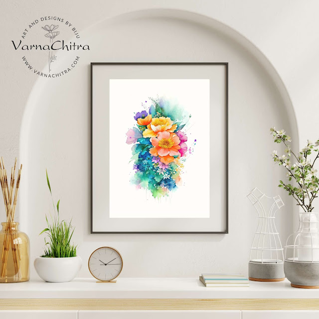 Suitable gift for a new home, house warming, or to energize your interiors, digital watercolor painting by Biju P Mathew, varnachitra