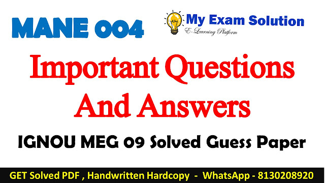 MANE 004 Important Questions with Answers