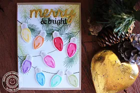 Sunny Studio Stamps: Merry Sentiments and Holiday Style Rainbow Lights Card by Eloise Blue.