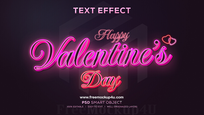 Happy Valentines Day Text Effect Shining Color Psd