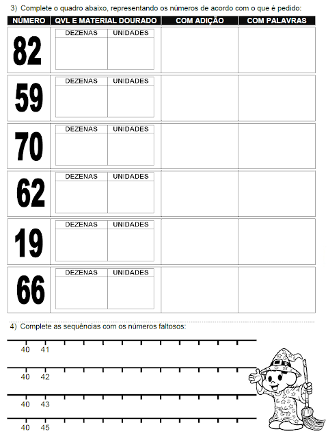 Atividades - Hora, Tabela, Dezena e Sequência - página 2