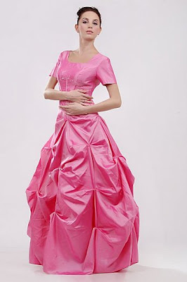 Fabulous+Pink+Short+Sleeved+Ball+Gown+Formal+Dress