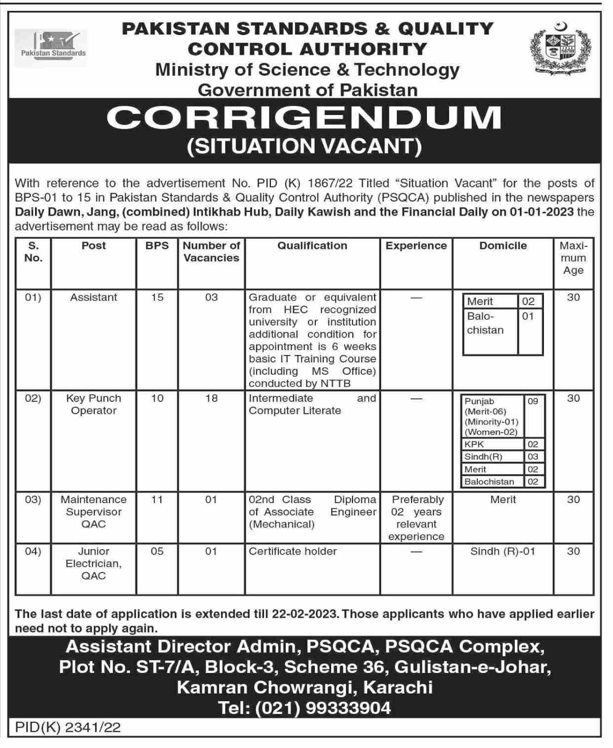 Latest Ministry of Science and Technology MOST Management Posts Karachi 2023