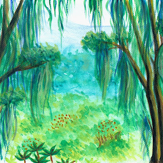 Rainforest watercolor painting