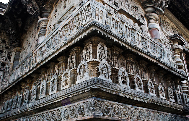 Intricate Sculptures on the walls of the Chennakeshava temple, Belur