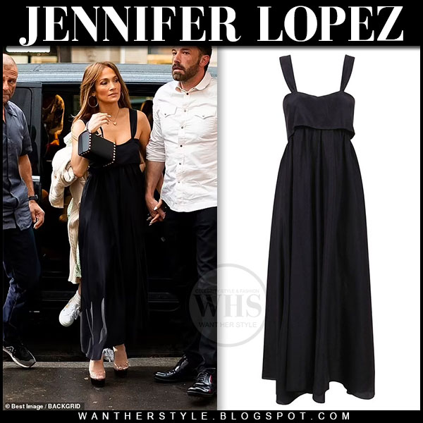 Jennifer Lopez's White Maxi Dress and Adidas x Gucci Slides