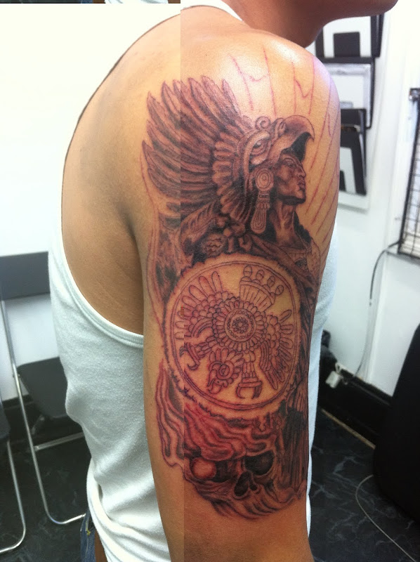 Aztec Warrior Tattoo title=