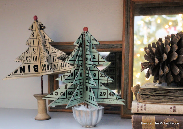 Make Christmas Trees from Vintage Bingo Cards