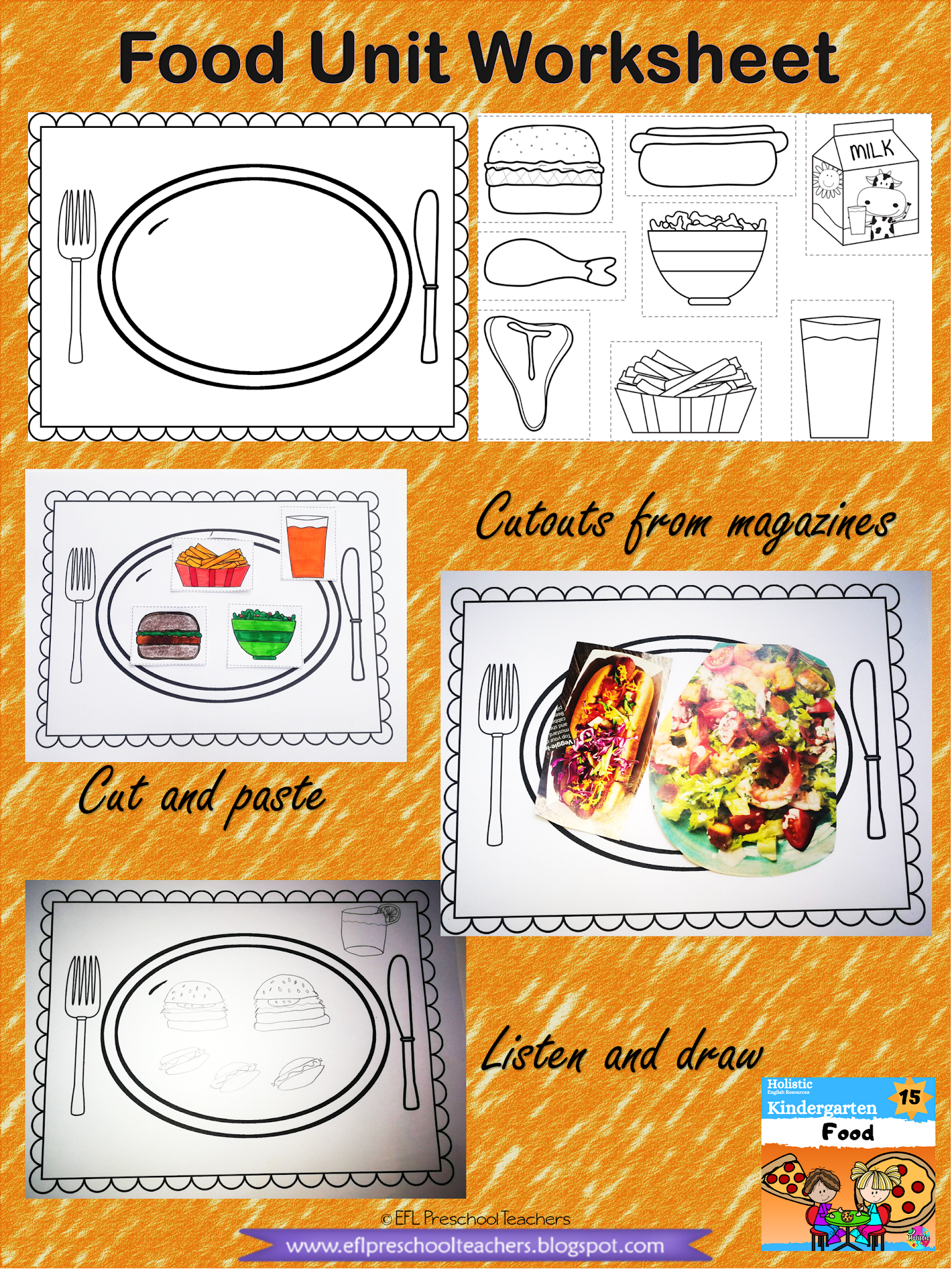 esl efl preschool teachers food unit worksheets